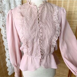 Vintage Pink Lace Blouse